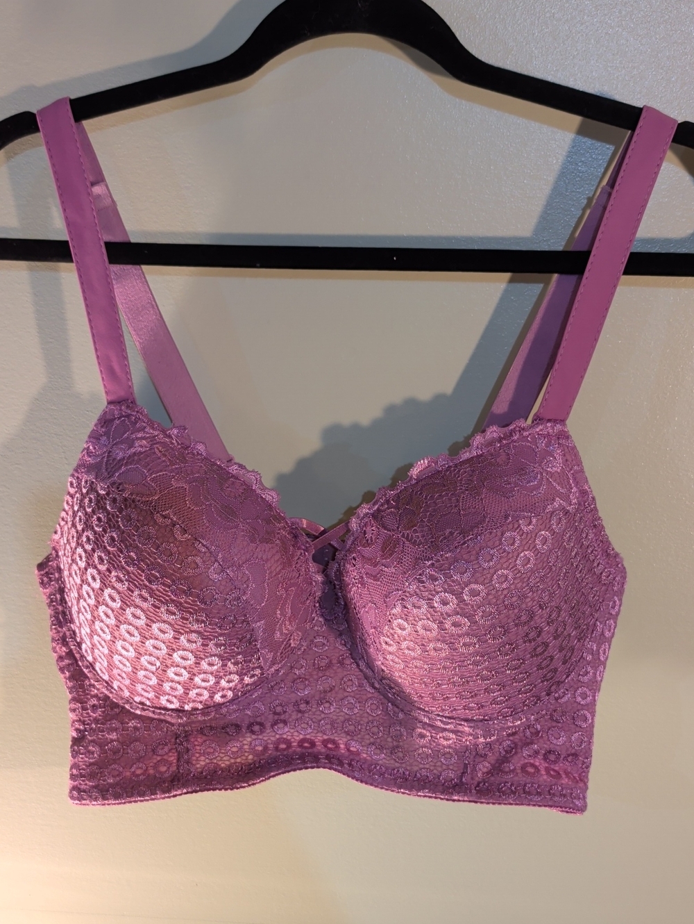 Bella Lace Longline Bra in Lavender Pink